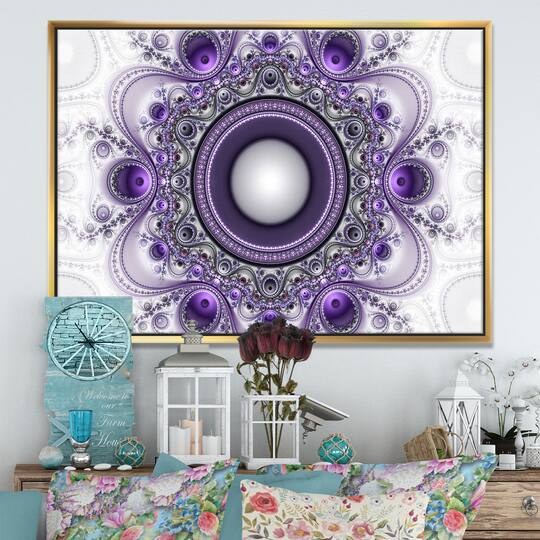 Designart - Purple Fractal Pattern with Circles